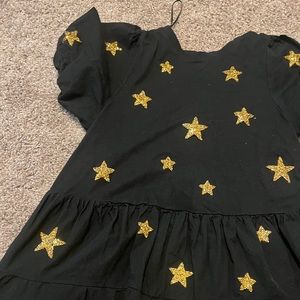 Black w gold star dress